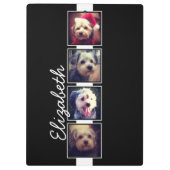 白黒フォトコラージュの正方形パーソナライズされた クリップボード (裏面)