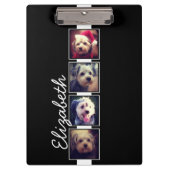 白黒フォトコラージュの正方形パーソナライズされた クリップボード (正面)