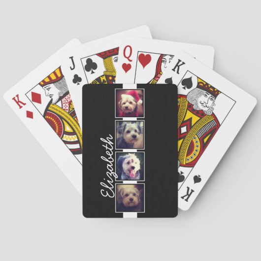 白黒フォトコラージュの正方形パーソナライズされた トランプ (裏面)