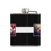 白黒フォトコラージュの正方形パーソナライズされた フラスク (裏面)