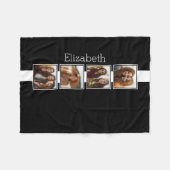 白黒フォトコラージュの正方形パーソナライズされた フリースブランケット (正面(横))