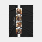 白黒フォトコラージュの正方形パーソナライズされた フリースブランケット (正面)