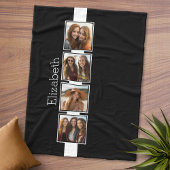 白黒フォトコラージュの正方形パーソナライズされた フリースブランケット