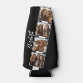 白黒フォトコラージュの正方形パーソナライズされた ボトルクーラー (正面)