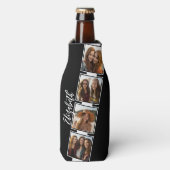 白黒フォトコラージュの正方形パーソナライズされた ボトルクーラー (ボトル正面)