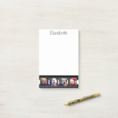 白黒フォトコラージュの正方形パーソナライズされた ポストイット (デスク上)