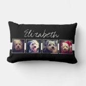 白黒フォトコラージュの正方形パーソナライズされた ランバークッション (正面)