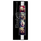 白黒フォトコラージュの正方形パーソナライズされた ワインギフトバッグ (正面)