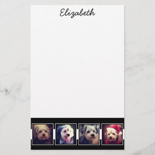 白黒フォトコラージュの正方形パーソナライズされた 便箋 (正面)