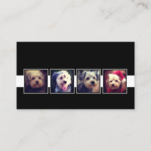 白黒フォトコラージュの正方形パーソナライズされた 名刺 (正面)