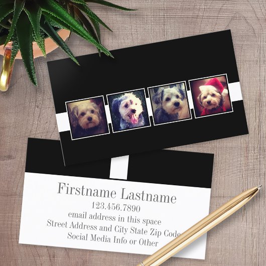 白黒フォトコラージュの正方形パーソナライズされた 名刺