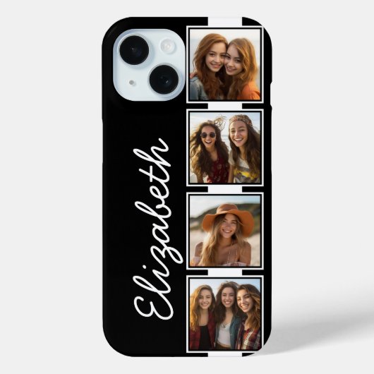 白黒フォトコラージュの正方形パーソナライズされた Case-Mate iPhoneケース (裏面)