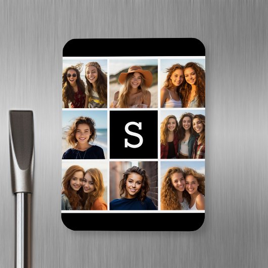 白黒フォトコラージュカスタムモノグラム マグネット