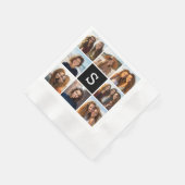 白黒フォトコラージュカスタムモノグラム 縁ありカクテルナプキン (角)