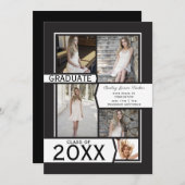 白黒フォトコラージュ卒業 案内状 (正面/裏面)