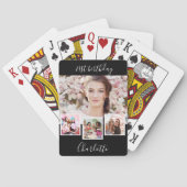白黒フォトコラージュ名の誕生日パーティー トランプ (裏面)
