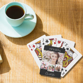 白黒フォトコラージュ名の誕生日パーティー トランプ