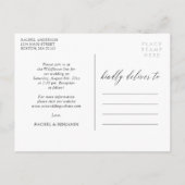 白黒フォトコラージュ結婚式招待状 インビテーションポストカード (裏面)