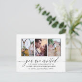 白黒フォトコラージュ結婚式招待状 インビテーションポストカード (スタンド正面)