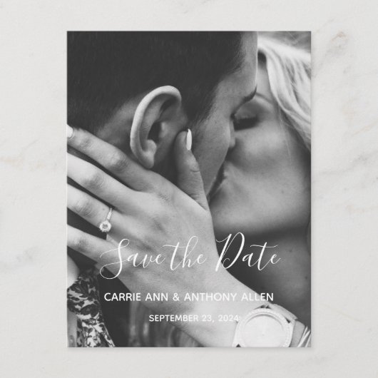 白黒フォトスクリプトタイポグラフィ日付の保存 (正面)