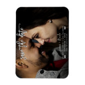 白黒フォトスクリプト日付の結婚保存 マグネット (縦)