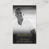 白黒フォトスクリプト葬儀祈りの言葉カード 名刺 (正面)