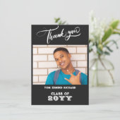 白黒フォトスクーモダンル卒業 サンキューカード (スタンド正面)