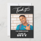 白黒フォトスクーモダンル卒業 サンキューカード (正面)