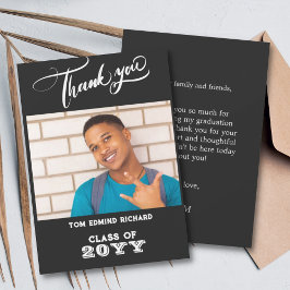 白黒フォトスクーモダンル卒業 サンキューカード