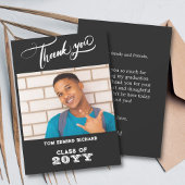 白黒フォトスクーモダンル卒業 サンキューカード