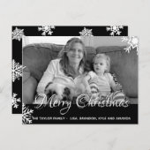 白黒フォトスノーフレークスクリスマス ポストカード (正面/裏面)