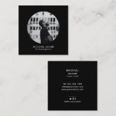 白黒フォトソーシャルメディシンプルアモダンスクー スクエア名刺 (正面/裏面)