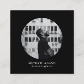 白黒フォトソーシャルメディシンプルアモダンスクー スクエア名刺 (正面)