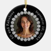 白黒フォトダイヤモンド素晴らしい誕生日 セラミックオーナメント (正面)