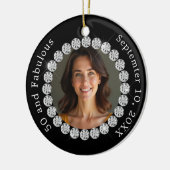 白黒フォトダイヤモンド素晴らしい誕生日 セラミックオーナメント (左)
