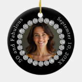 白黒フォトダイヤモンド素晴らしい誕生日 セラミックオーナメント (裏面)