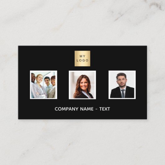 白黒フォトチームロゴQRコード 名刺 (正面)