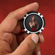 白黒フォトトランプのポーカーチップ