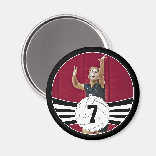 白黒フォトバレーカスタムボールマグネット マグネット (正面/裏面)