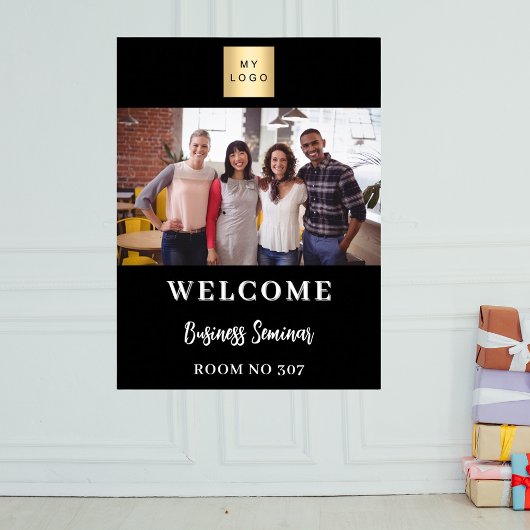 白黒フォトビジネスロゴセミナーへようこそ ポスター