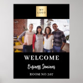 白黒フォトビジネスロゴセミナーへようこそ ポスター (正面)