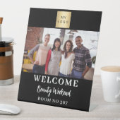 白黒フォトビジネスロゴセミナーへようこそ 台座サイン (インサイチュ)