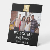 白黒フォトビジネスロゴセミナーへようこそ 台座サイン (正面)