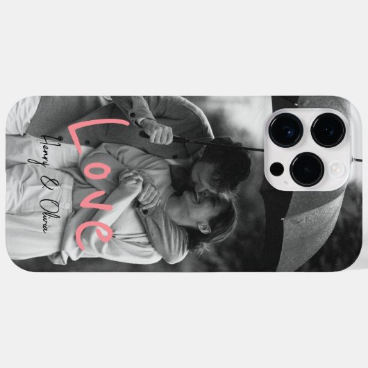 白黒フォトピカスタムックピンクラブタイポグラフィ Case-Mate iPhoneケース (裏面 (横))