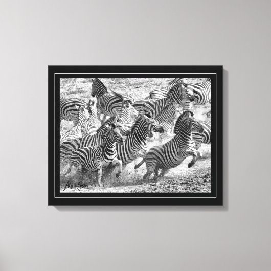白黒フォトファインアートゼブラ キャンバスプリント (正面)