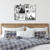 白黒フォトファミリーギャラリーコラージュ キャンバスプリント (インサイチュ (寝室))