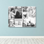 白黒フォトファミリーギャラリーコラージュ キャンバスプリント (インサイチュ (ウッドフロア))