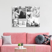白黒フォトファミリーギャラリーコラージュ キャンバスプリント (インサイチュ (リビング))