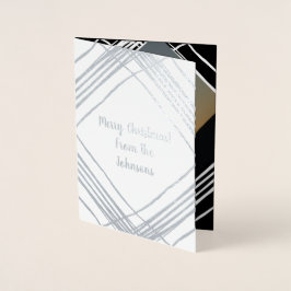 白黒フォトファミリークリスマス 箔カード