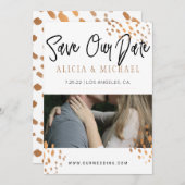 白黒フォトフェイクメタル金箔タイポグラフィ セーブザデート (正面/裏面)